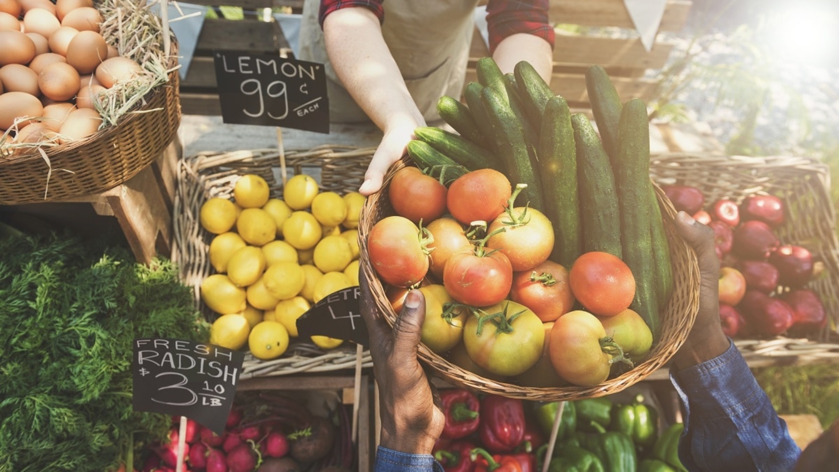 People Buying Fresh Local Vegetable From Farm at Market; Shutterstock ID 621139925